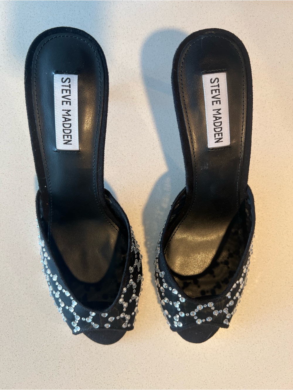 Steve Madden Black Beaded Open-Toe Heels